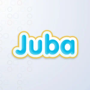 Logotipo e tipografia da marca Juba, focada em brinquedos infantis, disponível para compra e cessão de direitos no INPI.