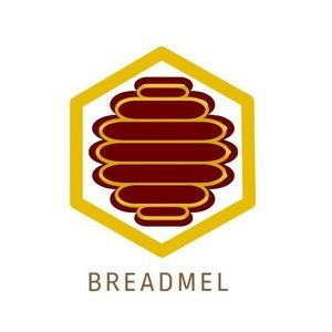 Logotipo da marca registrada BREADMEL, disponível para venda, especializada no setor de panificação e confeitaria.