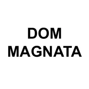 Logotipo da marca registrada DOM MAGNATA, disponível para venda e cessão de direitos, focada em indústrias de artigos de couro, malas, mochilas e bolsas.