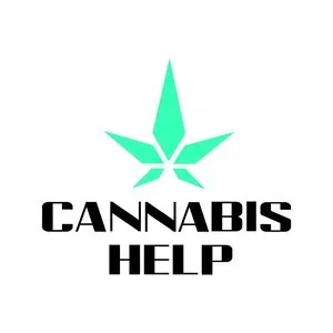 Logotipo da marca registrada Cannabis Help, com proteção no INPI, disponível para compra focada no setor de serviços médicos, terapias e educação corporativa.