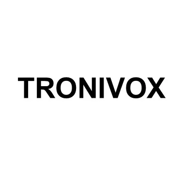 Logotipo da marca registrada TRONIVOX na Classe 09 do INPI para eletrônicos, aparelhos de som, cabos e acessórios para celular.